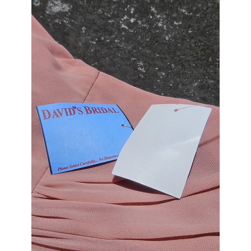 David's Bridal Celebrate DB Studio Long Flutter Sleeve Dress Size 8 Desert Pink - Picture 4 of 8